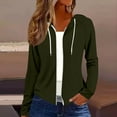thumbnail image 2 of Bzhegqhd Women's Hooded Thin Lightweight Zipper Jacket Short Style Casual Pullover Long Sleeve Blouse Spring Fall Outerwear, 2 of 3