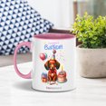 thumbnail image 4 of Happy Birthday Cute Puppy Dachshund with Cake Gifts Party Hat 11oz Accent Two-tone Mug Wiener Dog Lover Gifts Idea Coffee Tea Cup - 00029, 4 of 5