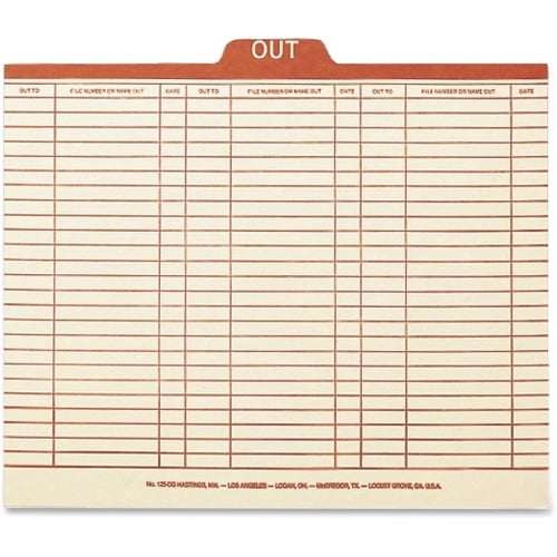 Smead Printed Form Out Guides Letter - 8 1/2" x 11" Sheet Size - 1/5 Tab Cut - Center Tab Position - 18 pt. Folder Thickness - Manila - Manila - 1.02 oz - Recycled - 100 / Box