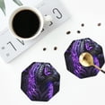 thumbnail image 4 of Pofeuu Purple Plant White Tiger Print Coasters for Drinks, 4Pack PU Leather Coasters, Bar Drink Coasters for Tabletop Protection, Furniture from Damage-Octagon, 4 of 6