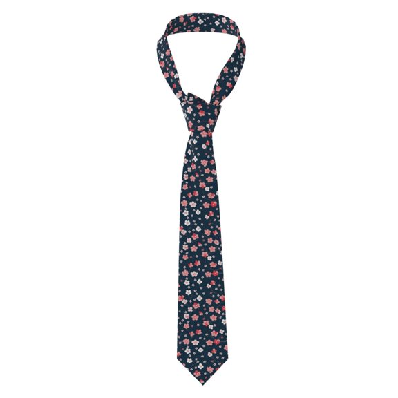 Fuzoiu Cherry Blossoms Print Men's Necktie,Business Necktie,Mens Ties for Business Wedding Graduation