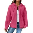 thumbnail image 5 of Duoif Womens Jacket, Ladies' Fashionable Casual Autumn and Winter Solid Color Loose Hooded Jackets for Women Hot Pink XXXXL, 5 of 8