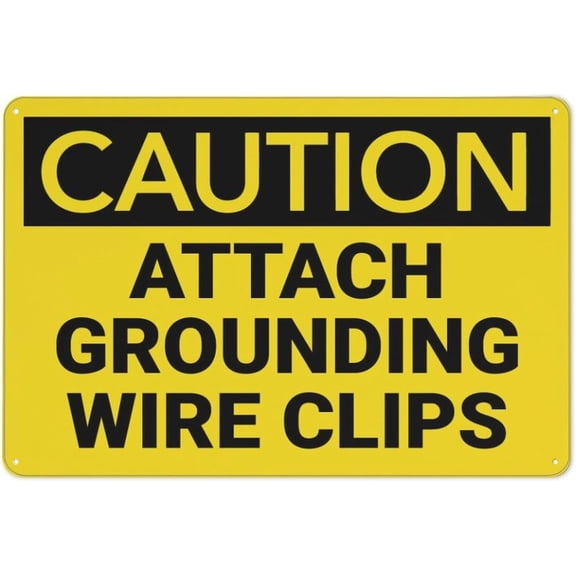 Caution Attach Grounding Wire Clips Sign Rustic Metal Tin Sign Home Outdoor Art Wall Decorations For Cafe Bar Kitchen 12X8Inch
