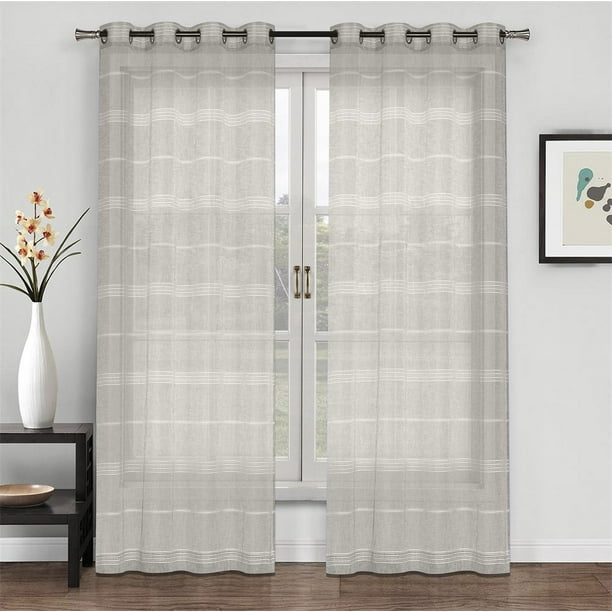 Shady Rest Summer Night Chenille Stripe Sheer Curtain 52x84 Natural Multiple Sizes Com Shady Rest Summer Night Chenille Stripe, Do Semi Sheer Curtains Provide Privacy At Night