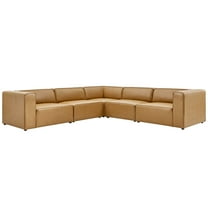 Sectional Sofa Set, Faux Vegan Leather, Tan, Modern Contemporary Urban Design, Living Lounge Room Hotel Lobby Hospitality