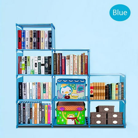Kid Adjustable Bookcase Storage Bookshelf With 9 Book Shelves For