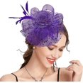 thumbnail image 1 of Gorro de Flor Malva BRILLAR Diadema con Plumas y Pinzas para el Té para Niñas y Mujeres, 1 of 5