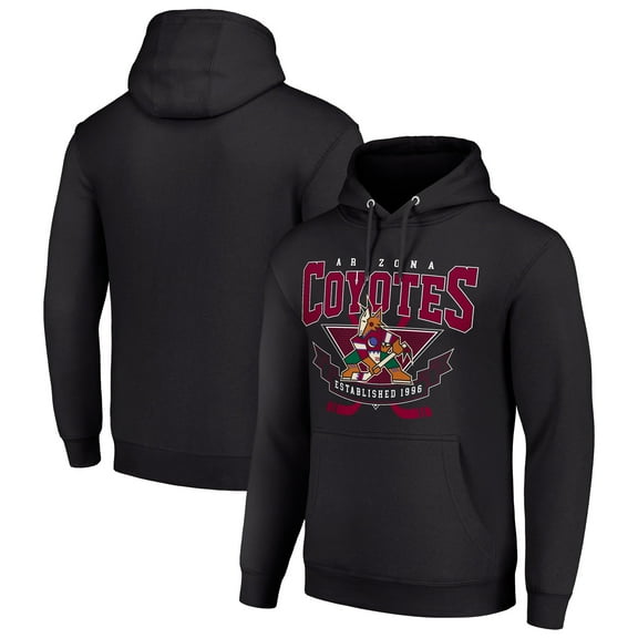 Men's Starter Black Arizona Coyotes Team Logo Graphic Fleece Tri-Blend Pullover Hoodie