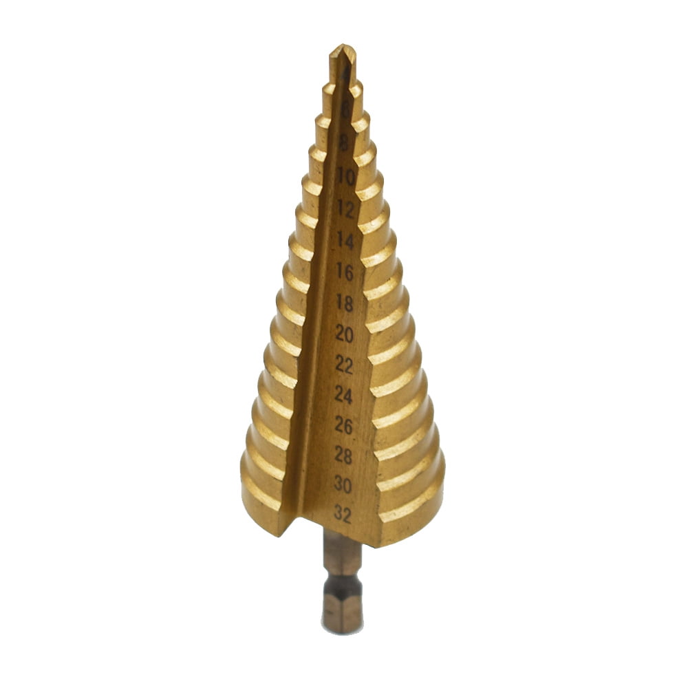 findmall 3pcs 4-32MM HSS Cobalt Step Drills Nitrogen High Speed Steel Spiral for Metal Cone Drill Bit Set Triangle Shank Hole Cutter