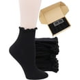 thumbnail image 6 of 5 Pack Ankle Socks for Women, Ruffle Cuff Cotton Crew Socks, Frilly Knit Lettuce Cute Low Cut Socks, 6 of 12