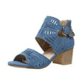 thumbnail image 2 of Wavsuf Sandals for Women Casual Summer Wide Hollow Out Blue Sandals Shoes Size 9, 2 of 7