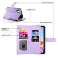 thumbnail image 6 of Allytechgroup Wallet Case for Apple iPhone 12 / 12 Pro, 9 Cards Holder + Zipper Pocket + Hand Wrist Shockproof Stand Flip Cover RFID Blocking Phone Case for Women Men, Purple, 6 of 7