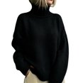 thumbnail image 4 of GILIGEGE Turtleneck Sweater for Women Long Sleeve Casual Knit Pullover Soft Chunky Knit,Oversized Loose Fit Trendy Casual Work Office Going Out Tops 2026 Fall Winter Fashion Outfits Black L, 4 of 4