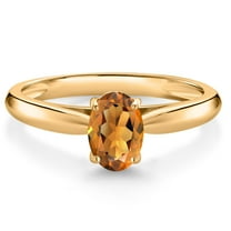 Gem Stone King 10K Yellow Gold Orange Red Madeira Citrine Solitaire Engagement Ring for Women (0.70 Cttw, Oval 7X5MM, Gemstone Birthstone, Available in Size 5, 6, 7, 8, 9)