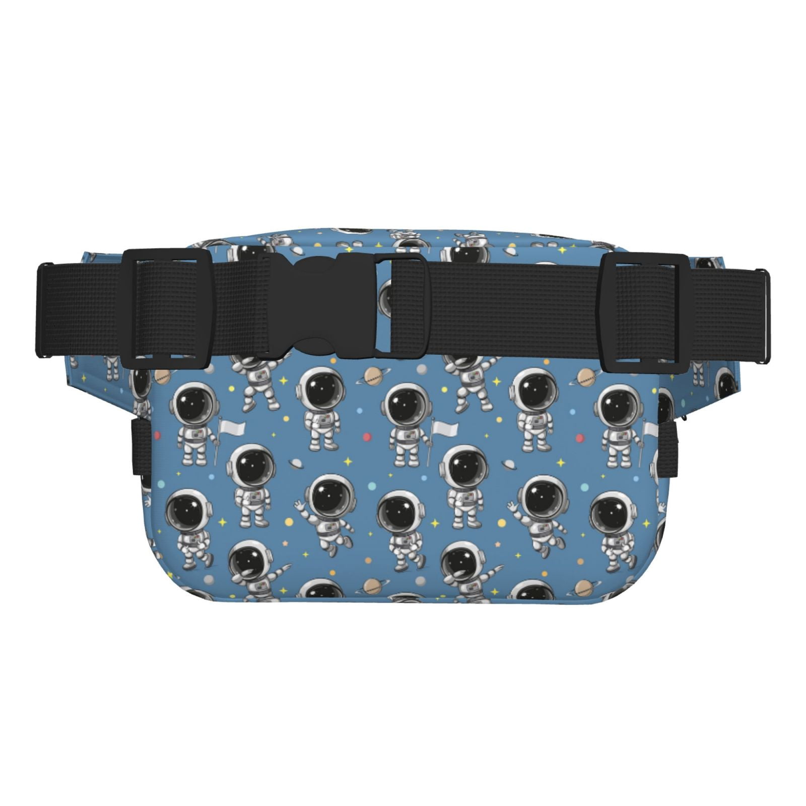 Picia Cute Cartoon Astronaut Print Square Double-Layer Waist Bag Mini Adjustable Waist Belt Bag Exercise Running Travel Hiking