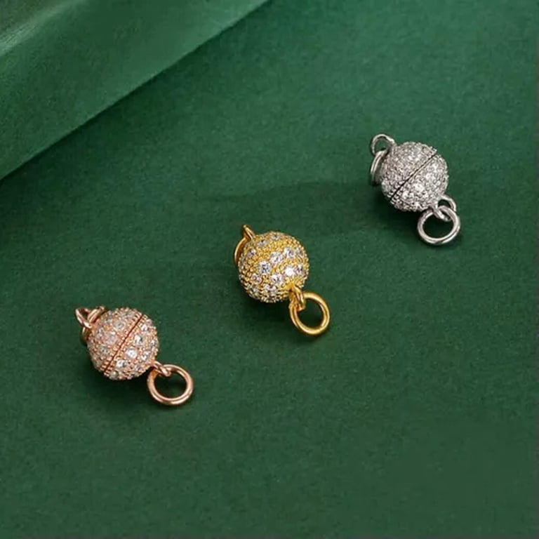 QQTDFG Sterling Silver Round Ball Screw Clasp CZ for Bracelet