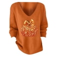 thumbnail image 5 of IMENGL Long Sleeve Shirts for Women Soft Sequin Pumpkin Print Striped Fabric Halloween T-Shirt Casual Women's Basic Tee Long Sleeve Tops,Orange, 5 of 5