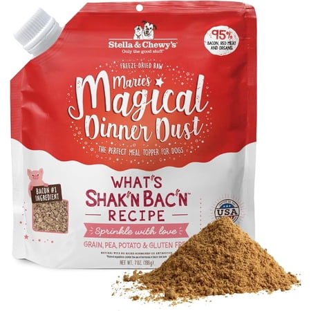 Stella & Chewy's Marie’s Magical Dinner Dust, LocalFinds Bacon Freeze-Dried Chunks Dry Dog Food, 7 oz Bag