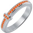 thumbnail image 2 of 925 Sterling Silver White Gold Plated Orange Sapphire Beautiful Cross Band Ring Women Christmas Gift, 2 of 2