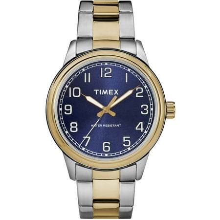 Timex Men's New England Two-Tone/Blue Watch, Stainless Steel Bracelet