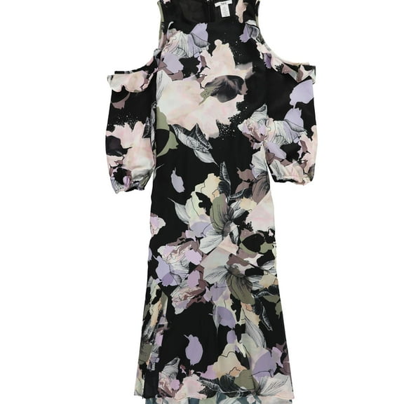 bar III Womens Flounce A-line Cold Shoulder Dress, Multicoloured, X-Small