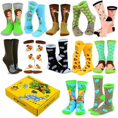 

Tarzanimals Little Tarzan and Animals Novelty Crew Socks with Gift Box (Adult & Kids Size)