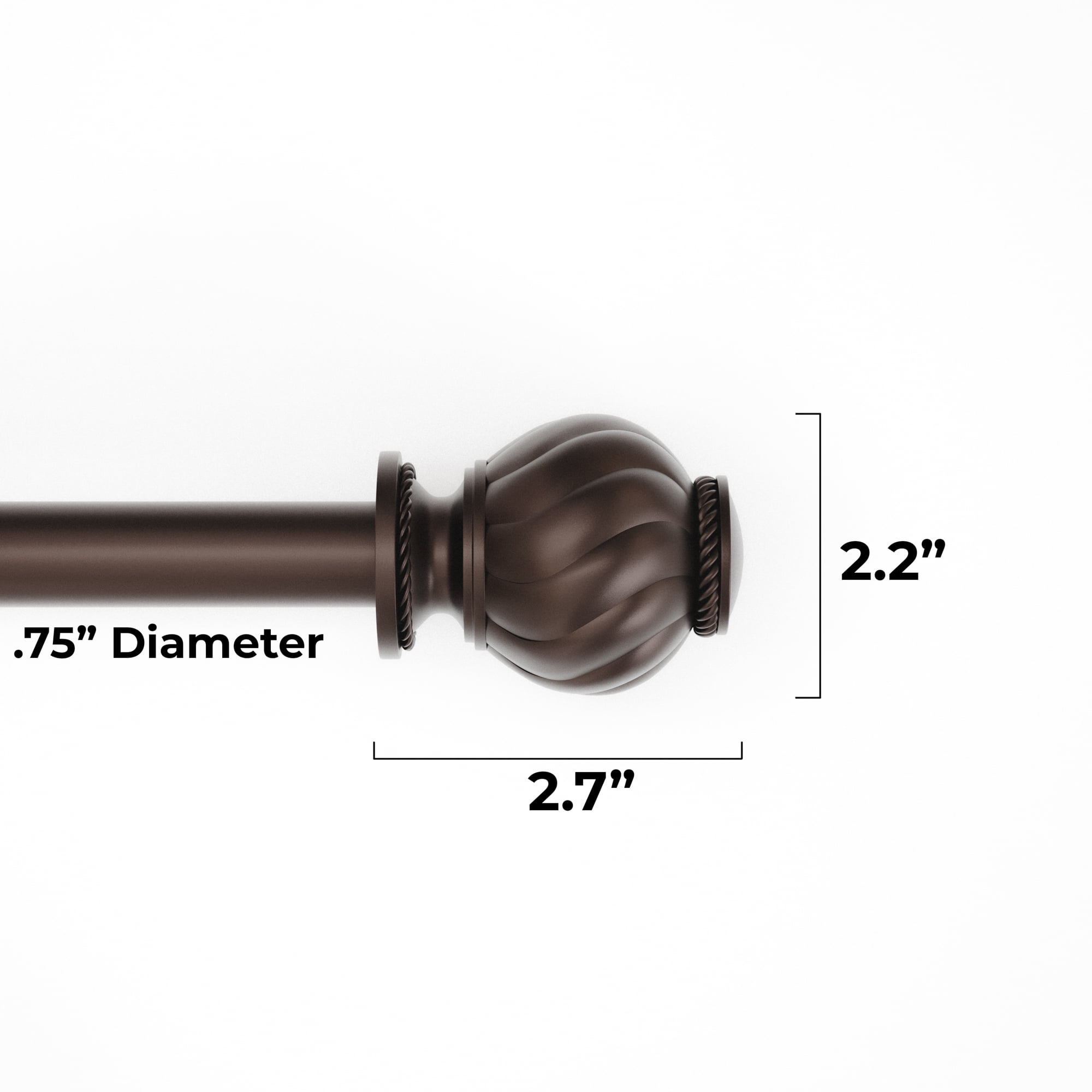 Mainstays 3/4" Bronze Marengo Knob Adjustable Single Curtain Rod Set, 30"-84"