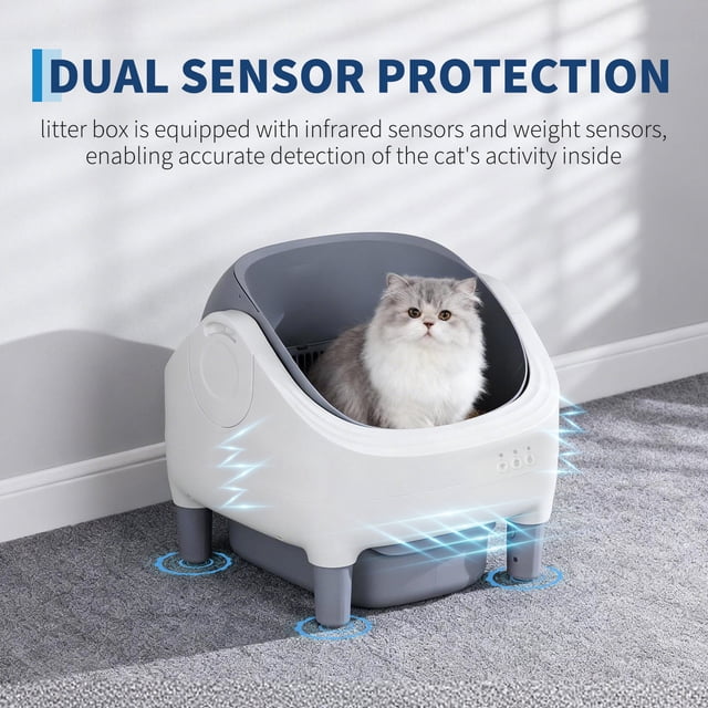 EDTara Self Cleaning Automatic Cat Litter Box, Odor-Free Waste Disposal With Trash Bags, Large Waste Bin, Open-Top Design, and App Control for Multiple Cats
