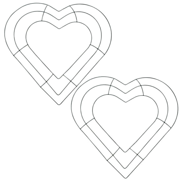 Heart Shaped Wire Wreath Frame, 12in Metal DIY (Pack of 2) Iron Ring Form Valentine's Day Wedding Party Supplies Garland Base Decoration Home Office Romantic Gift Decor
