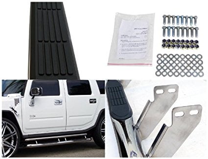 SPEC-D TUNING SSB3-H203BK-WB Hummer H2 Black Stainless Steel Running Boards Side Step Nerf Bars