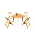 thumbnail image 2 of Grade-A Teak Dining Set: 4 Seater 5 Pc: 52" Round Table And 4 Surfliner Folding Reclining Arm Chairs Outdoor Patio WholesaleTeak #51SL1105, 2 of 4