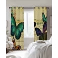 thumbnail image 4 of Teal Retro Butterfly Kitchen Curtains Vintage Summer Butterflies Cafe Short Curtains for Bathroom Blackout Window Curtain Grommet Small Window Treatment Tier Drapes for Bedroom Living Room 52"x45"x2, 4 of 9
