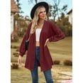 thumbnail image 3 of Women'S Crochet Open Cardigan Long Sleeve Cover Up Summer Wine Red XXL, 3 of 7