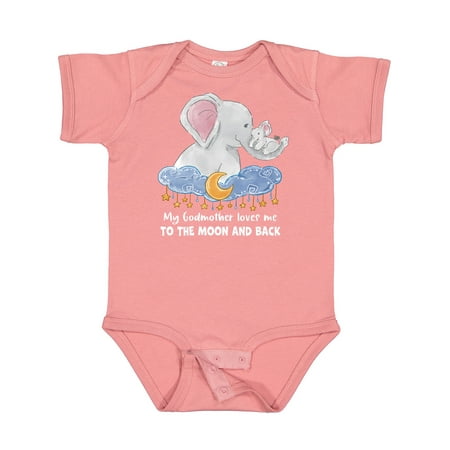 

Inktastic My Godmother Loves Me to the Moon and Back Elephant Family Boys or Girls Baby Bodysuit