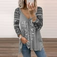 thumbnail image 1 of Blouse Décontractée à Col en V Imprimée Manches Longues pour Femmes, 1 of 6