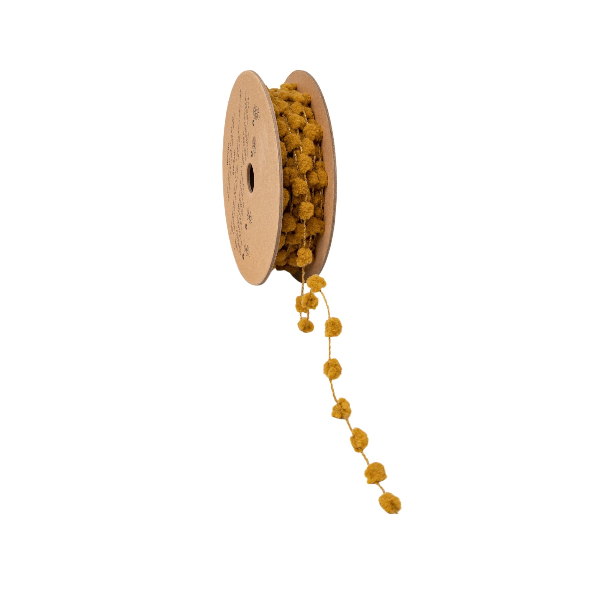 LaRibbons 8mm Wired Pom Pom, Brown, 25 Yard Roll