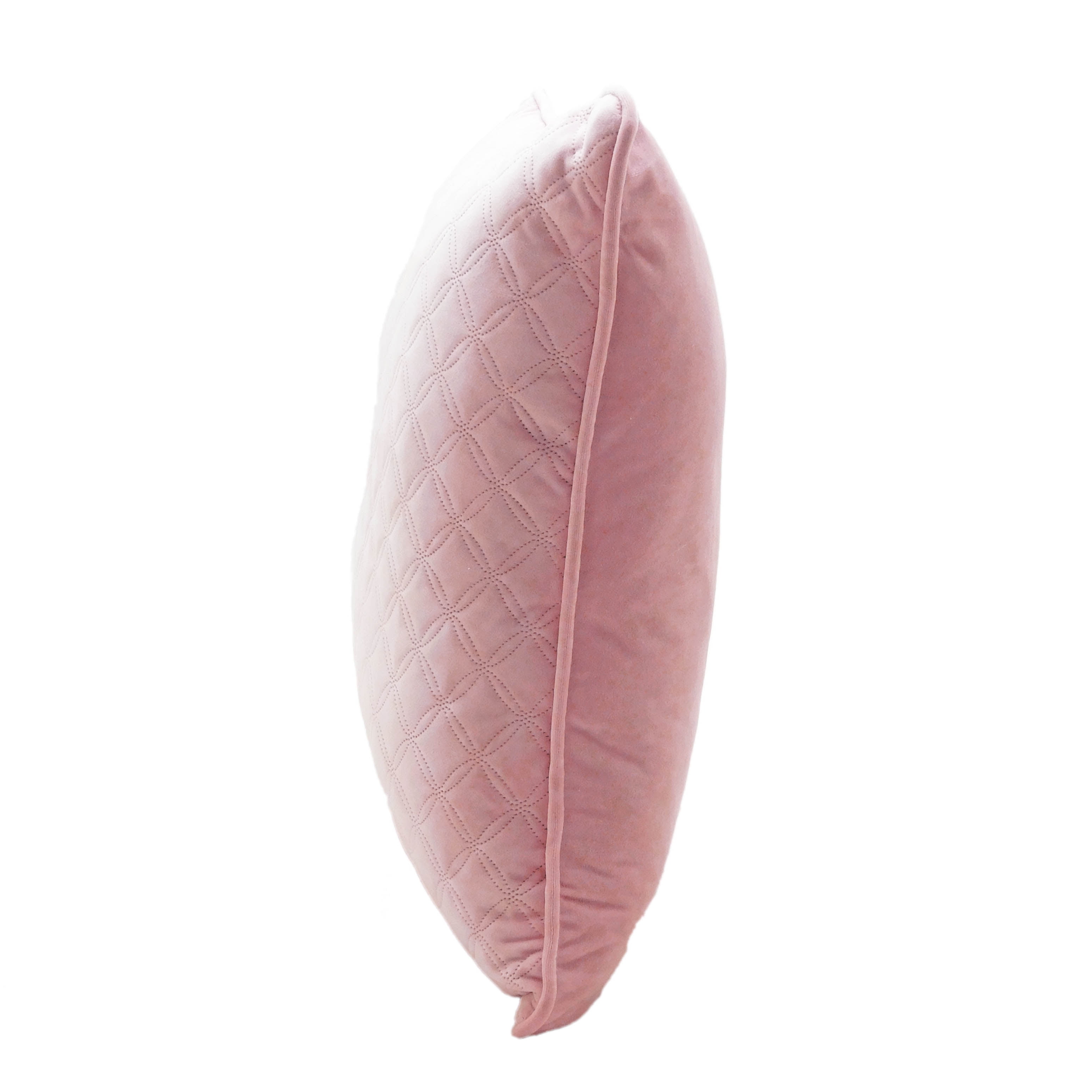 Better Homes & Gardens Quilted Velvet Decorative Square Throw Pillows, 19" x 19", Pack of 2, Petal Pink