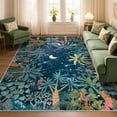 thumbnail image 1 of Midnight jungle green rug, washable rug 160x230 cm for bedroom beautiful soft large office area rug plant stain resistant non-slip dining room rug for under desk living room midnight jungle, 1 of 5