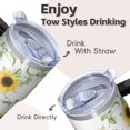 thumbnail image 4 of Sunflower 20oz Stainless Steel Tumbler with Handle and Straw – Insulated Travel Cup with Sliding Lid, 360° Full Wrap Printed Mug for Home, Outdoor & Sports Use, Foral, 4 of 6