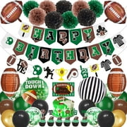 Superbowl Party Decorations Football Birthday Decorations Sports Party Supplies Set (Birthday Banner Paper Pom Poms Cake Toppers Lanterns Balloons) (Football01)