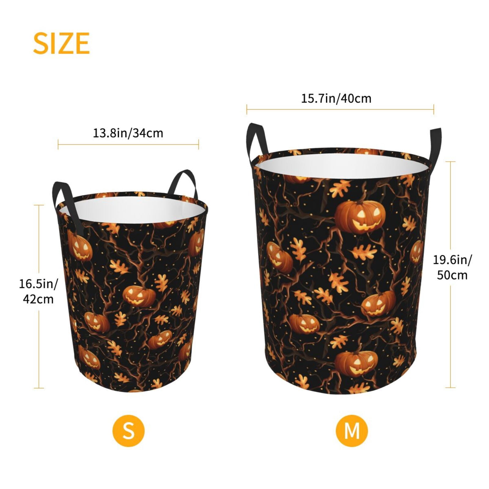 Large Laundry Basket with Handles - Halloween With Pumpkins Kids Baby Dirty Clothes Laundry Hamper for Bedroom Aesthetic
