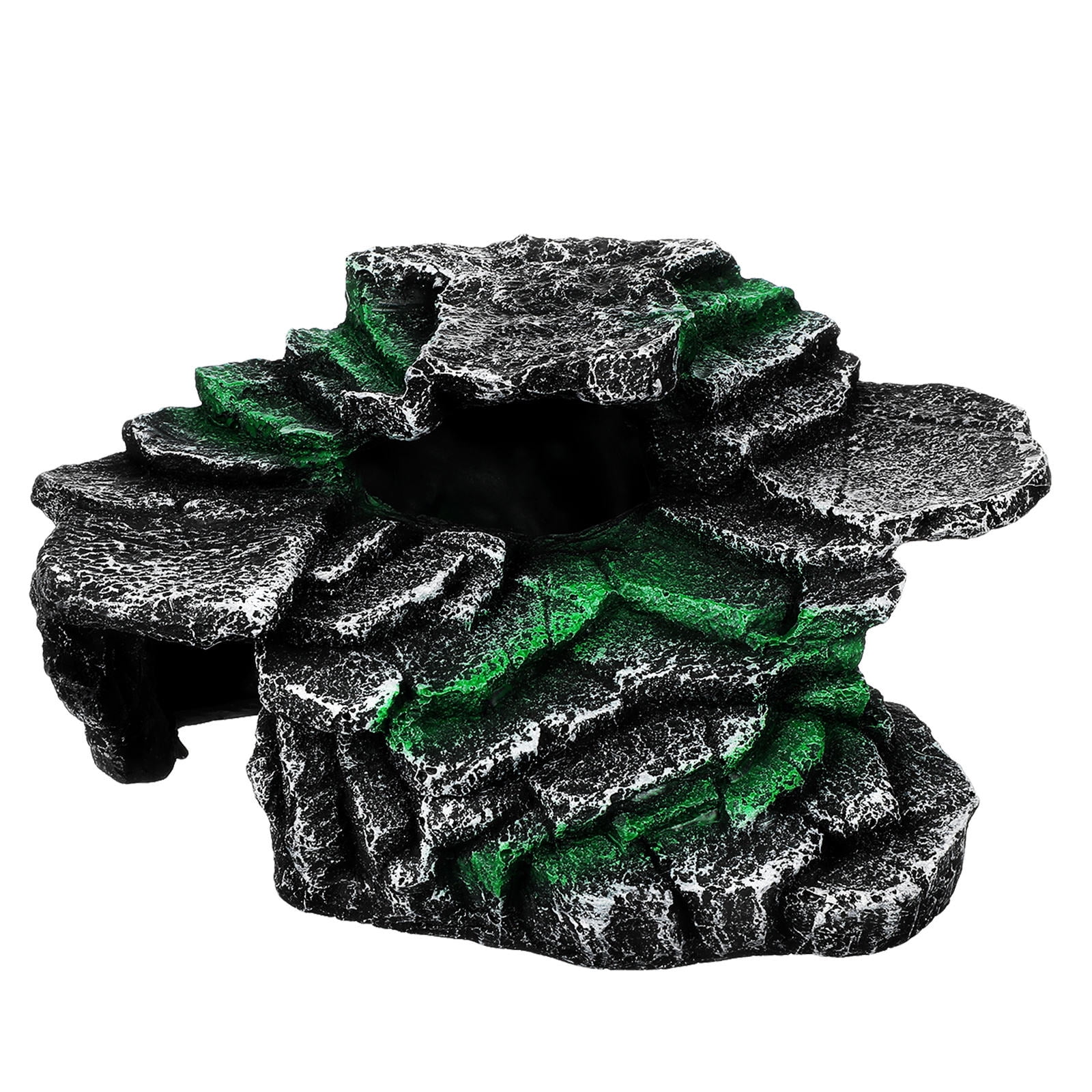 RENACLIPY GT038B Black Resin Turtle Basking Platform Reptile Rock Decoration