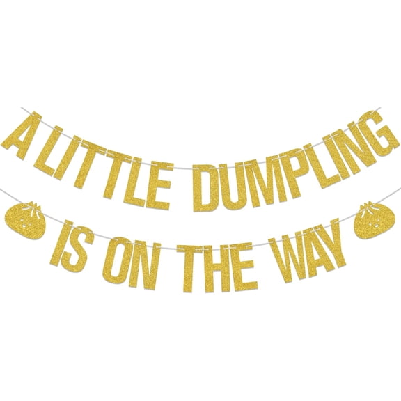 A Little Dumpling Is On The Way Banner,Cute Little Dumpling Baby Shower Welcome Sweet Baby Birthday Gender Reveal Party Decoration Supplies Gold