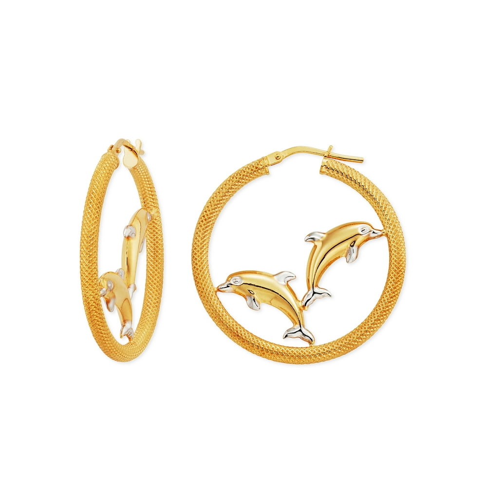 18k gold dolphin earrings