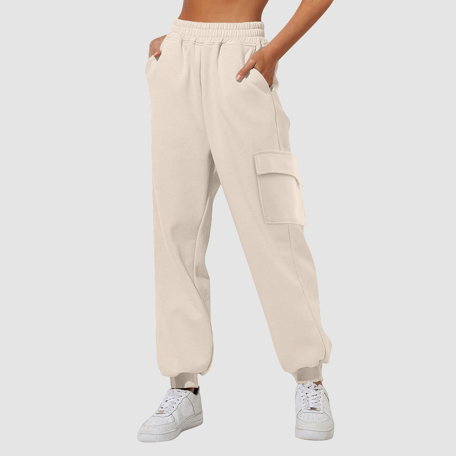 Sweat Pants Cream Ribbed Joggers WOMEN'S DRY SWEAT JOGGER PANTS