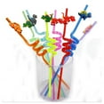 thumbnail image 4 of TERGAYEE Reusable Drinking Straws,Dinosaur Cartoon Straws Colorful Curved Plastic Straws Dino Birthday Party Supplies Party Favors Decorations for Kids,Family or Party Use, 4 of 8