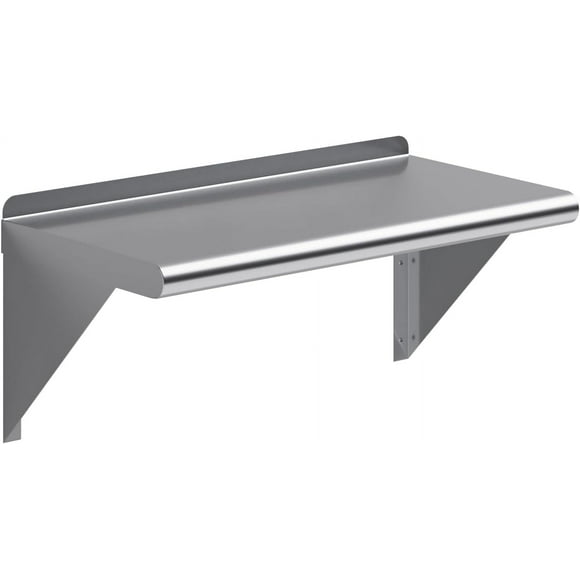 Stainless Steel Wall Shelf | 24" Long 12" Deep | Metal Shelving | Garage, Laundry, Storage, Utility Room | Restaurant, Kitchen | Food Prep | NSF Certified