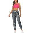 thumbnail image 2 of INSPIRE CHIC Women's Satin Cargo Joggers High Waisted Elastic Waist Casual Pants XS Grey, 2 of 6