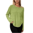 thumbnail image 3 of Loopsun Womens Long Sleeve Fall Tops Fashion Solid Off Shoulder Crew Neck Sports Casual T Shirt, 3 of 4