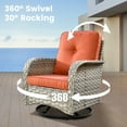 thumbnail image 3 of XIZZI 11 Pieces Outdoor Patio Furniture Set All-Weather Wicker Conversation Set Rattan Outside Sectional Sofa with Fire Pit Table & Swivel Rocking Chairs for Garden, Coarse Orange Red, 3 of 11